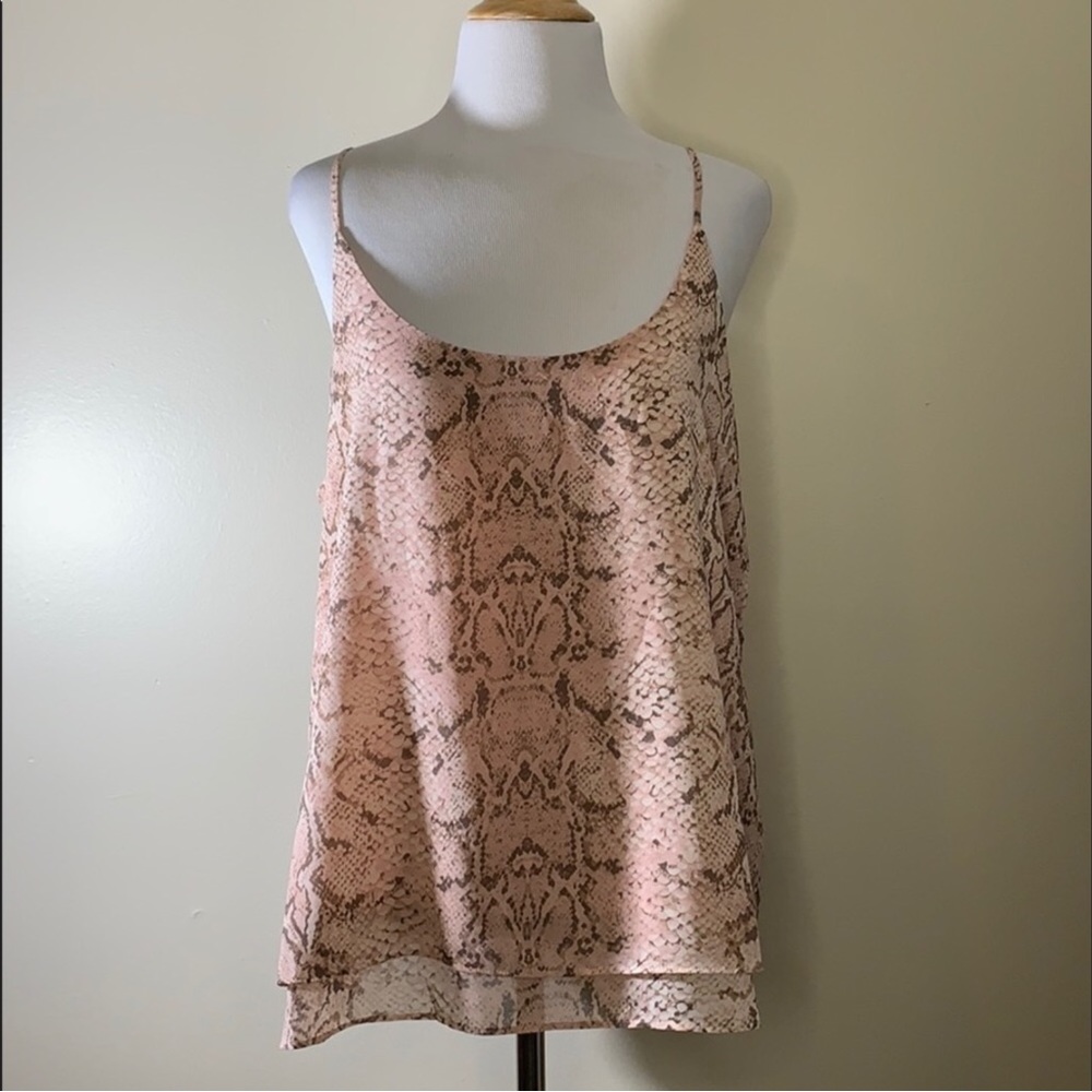 Rachel Zoe | Pink Snake Print Spaghetti Blouse XL